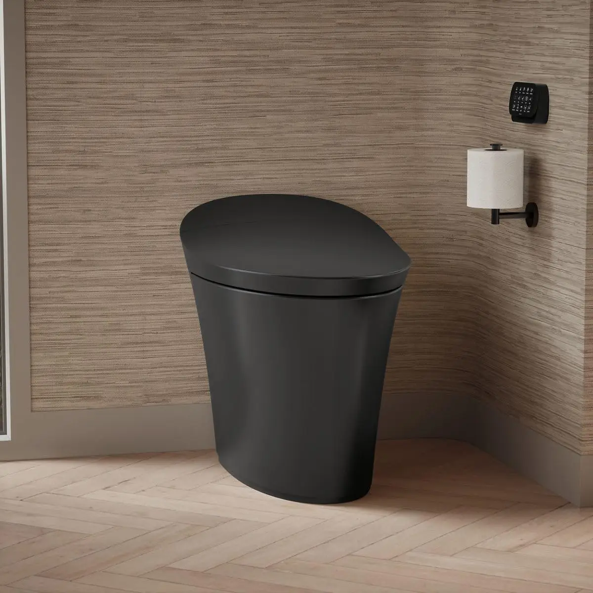 

Kohler K-5401-PA Veil One-Piece Elongated Dual-Flush Smart Bidet Toilet Honed Black Intelligent Toilet with Advanced Features