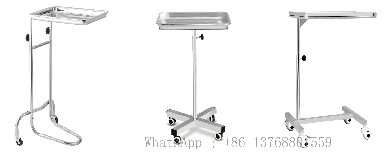 320x760- 260mm Customized Multi-Function Hospital Cart Mayo Table Stainless Steel Wash Basin