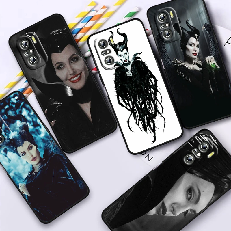 Disney Maleficent For Xiaomi Redmi Note 13 12 11E 11S 11 11T 10 10S 9 9S Pro Plus 4G 5G Black Phone Case