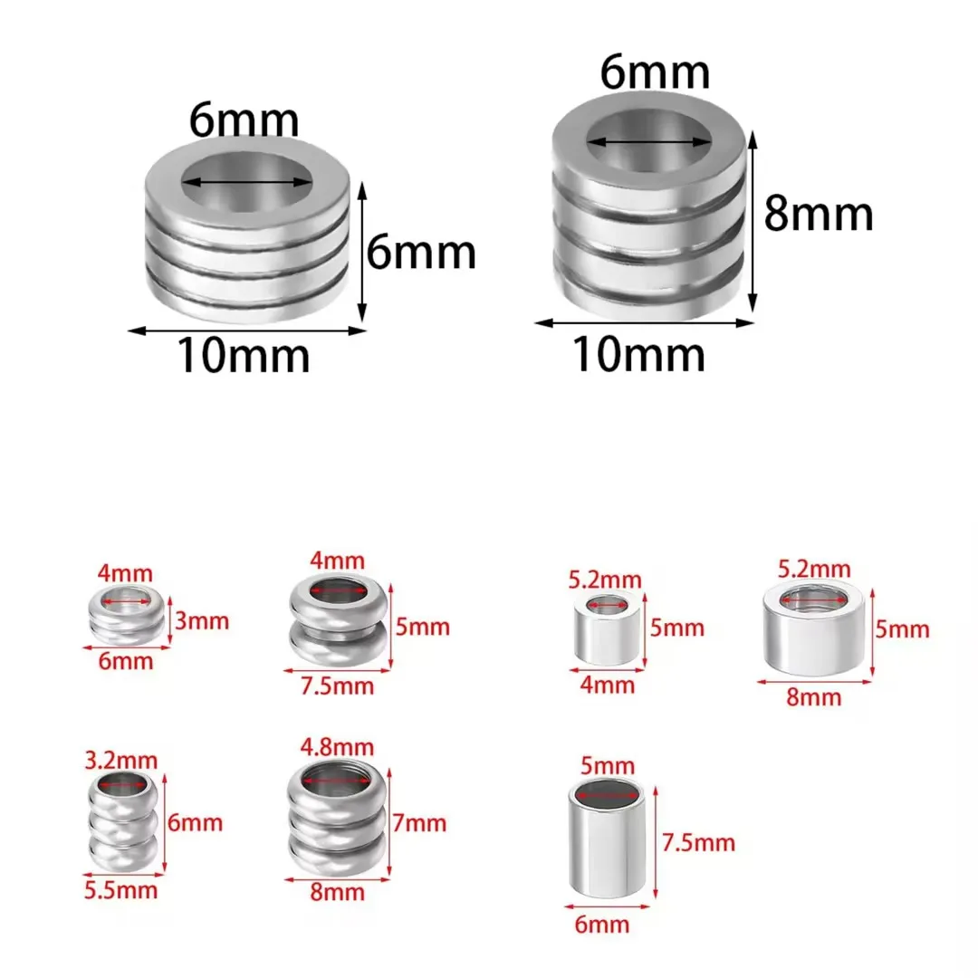 10-20PCS Edelstahl Perlen Für Schmuck Machen Rohr Spacer Perlen Charms Slider Große Loch Perlen DIY Leder armband Erkenntnisse – Detail 1