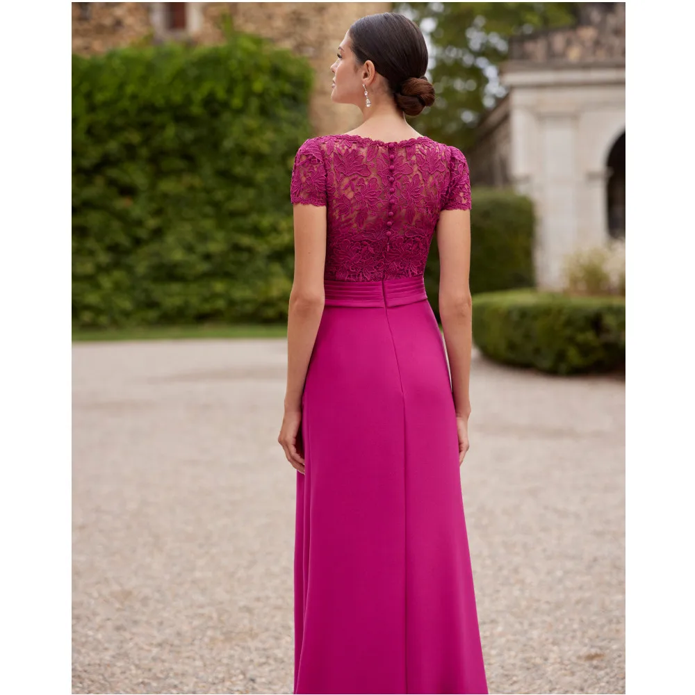 Short Sleeve Lace Evening Dresses Elegant Long Dresses For Prom Women 2024 New Formal Cocktail Gown vestidos فساتين الحفلات