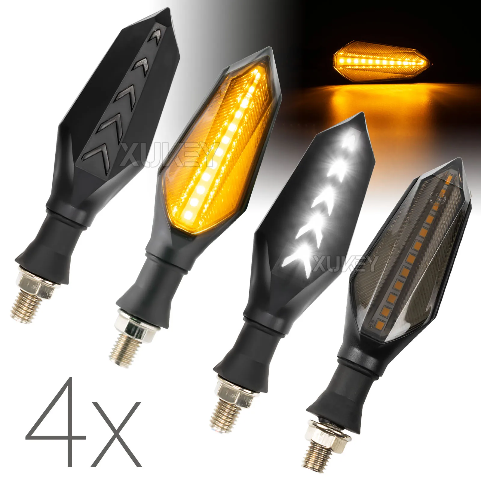 4pcs 10mm Motorcycle Indicators LED Turn Signal Light Flasher Amber Lamp Blinker For Yamaha Kawasaki Cafe Racer Honda Suzuki