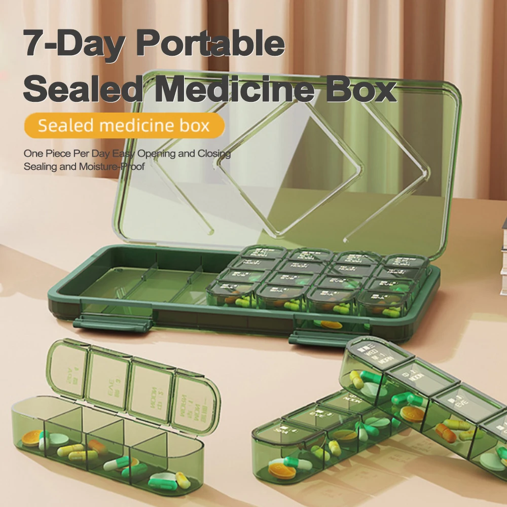 Weekly Pill Box Medicine Dispenser Tablet Portable 21/28 Grids Organizer Storage Boxes 7 Days Compartment Pills Case Container