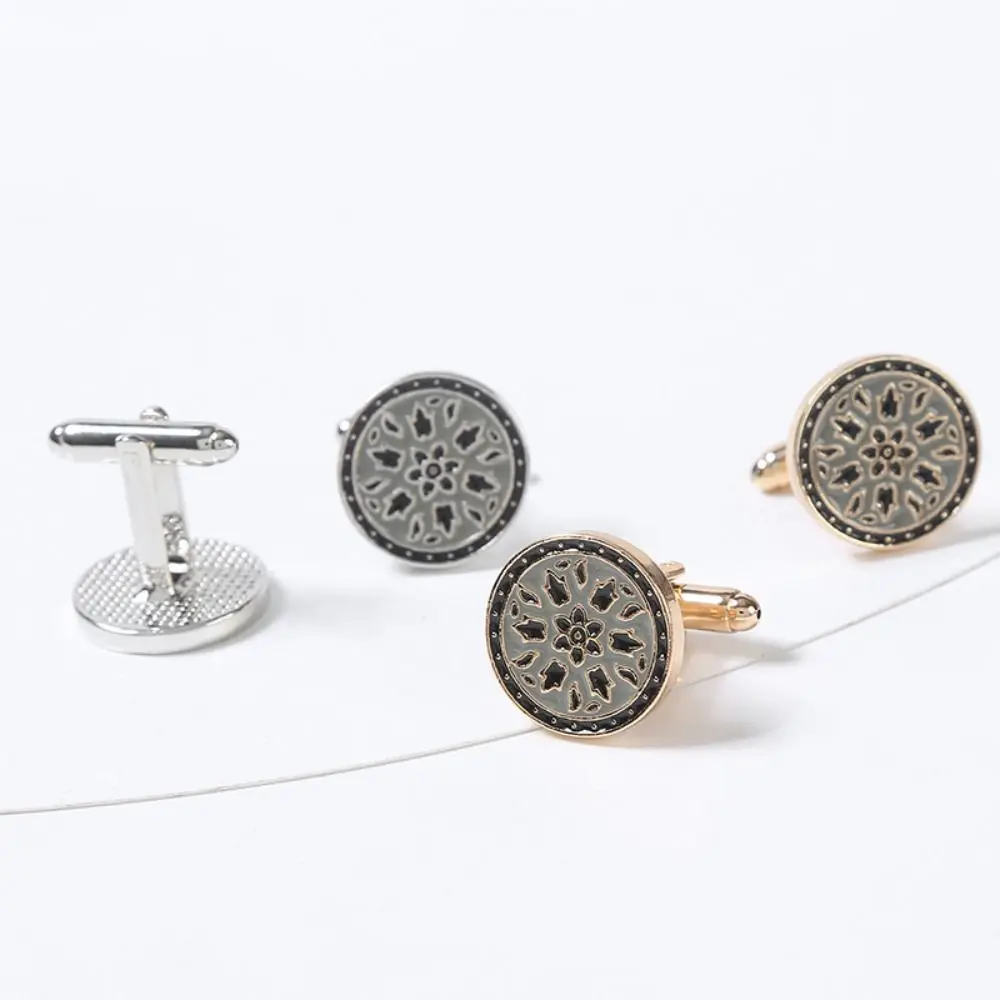 2pcs Round Alloy Cufflinks Fashion Men\'s Suit Shirt Cuff Buttons New Painted Round French Style Cufflinks Elegant Style Knot