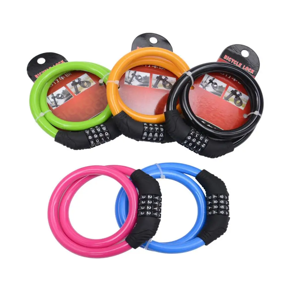 AliExpress 4 Steel Cable Lock Cycling Heavy Duty Cable Combination Password Bike Cable Lock Cable Coded Chain Lock Pink