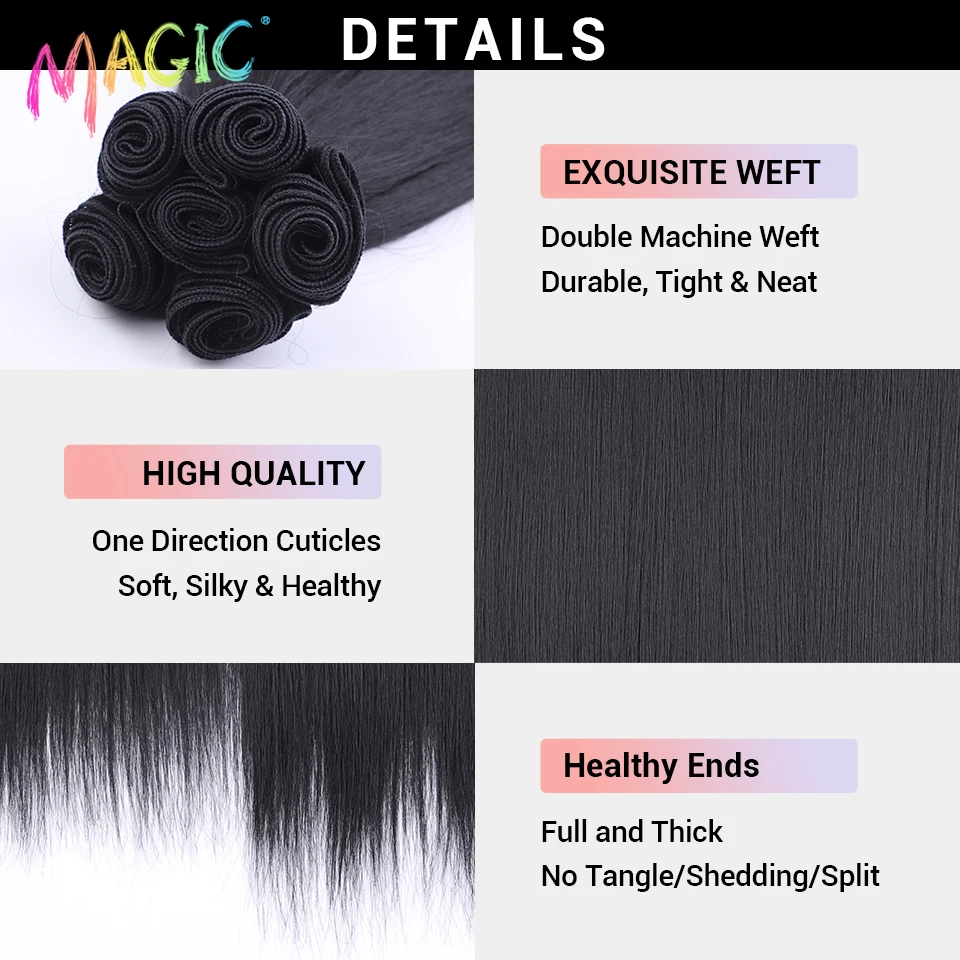 Magic Synthetic Hair Yaki Straight Ombre Blonde Fake Hair Bundles 22 24 26 Inches Super Long Hair Weave Hair Extensions Hair