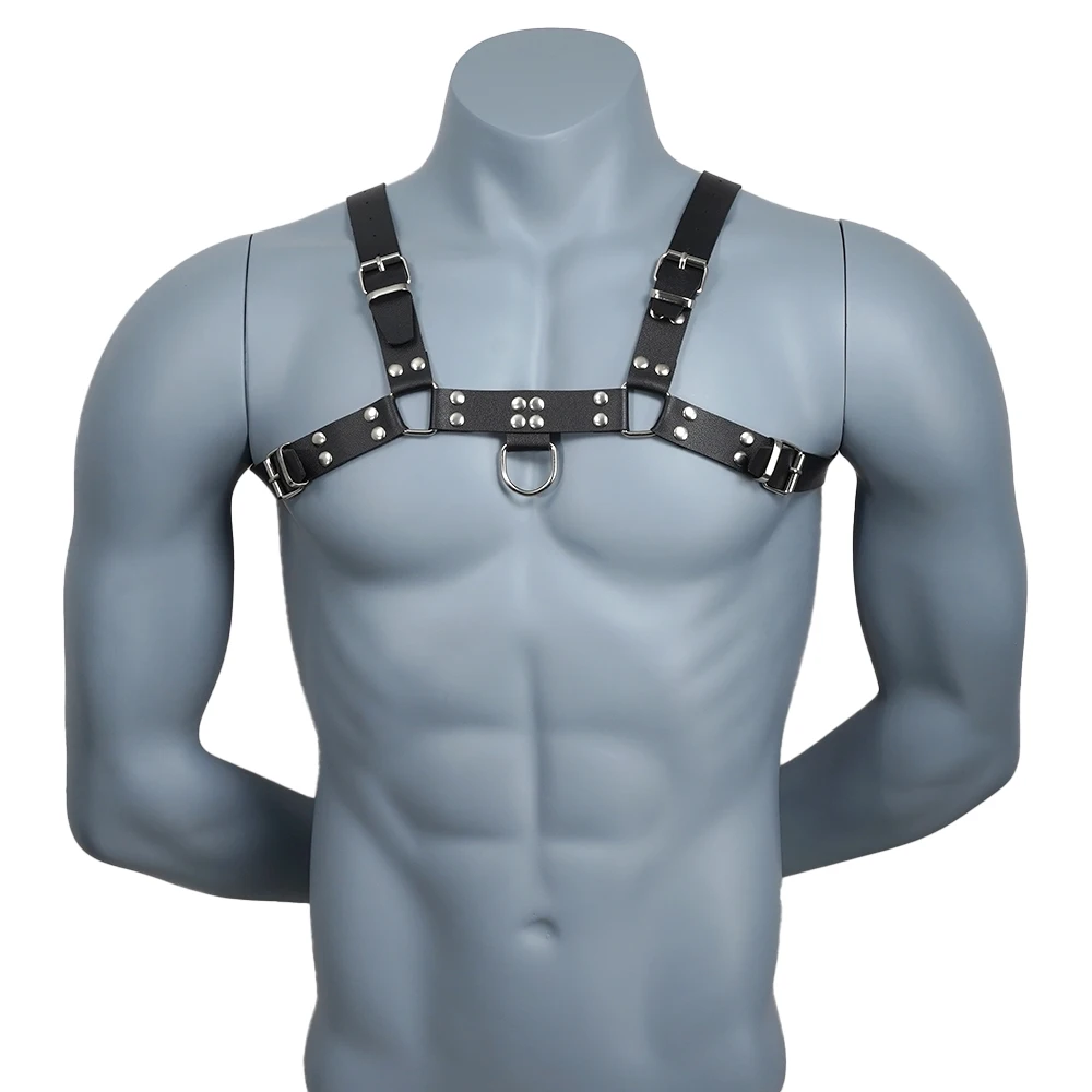 Fetish Men Sexual Chest Leather Harness Belts Adjustable BDSM Gay Body Bondage Harness Strap Rave Gay Clothing for Adult Sex