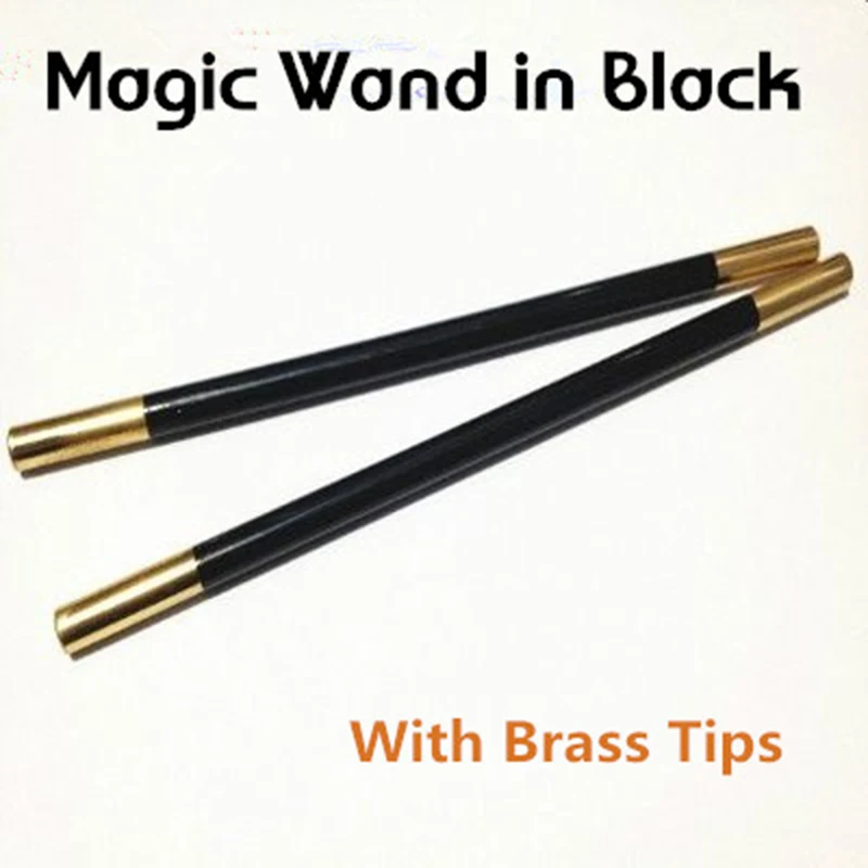 Magic Wand in Black (With Brass Tips) Magic Tricks Comedy Close Up Magic Accessory Tool llusions Props Gimmick for Magicians