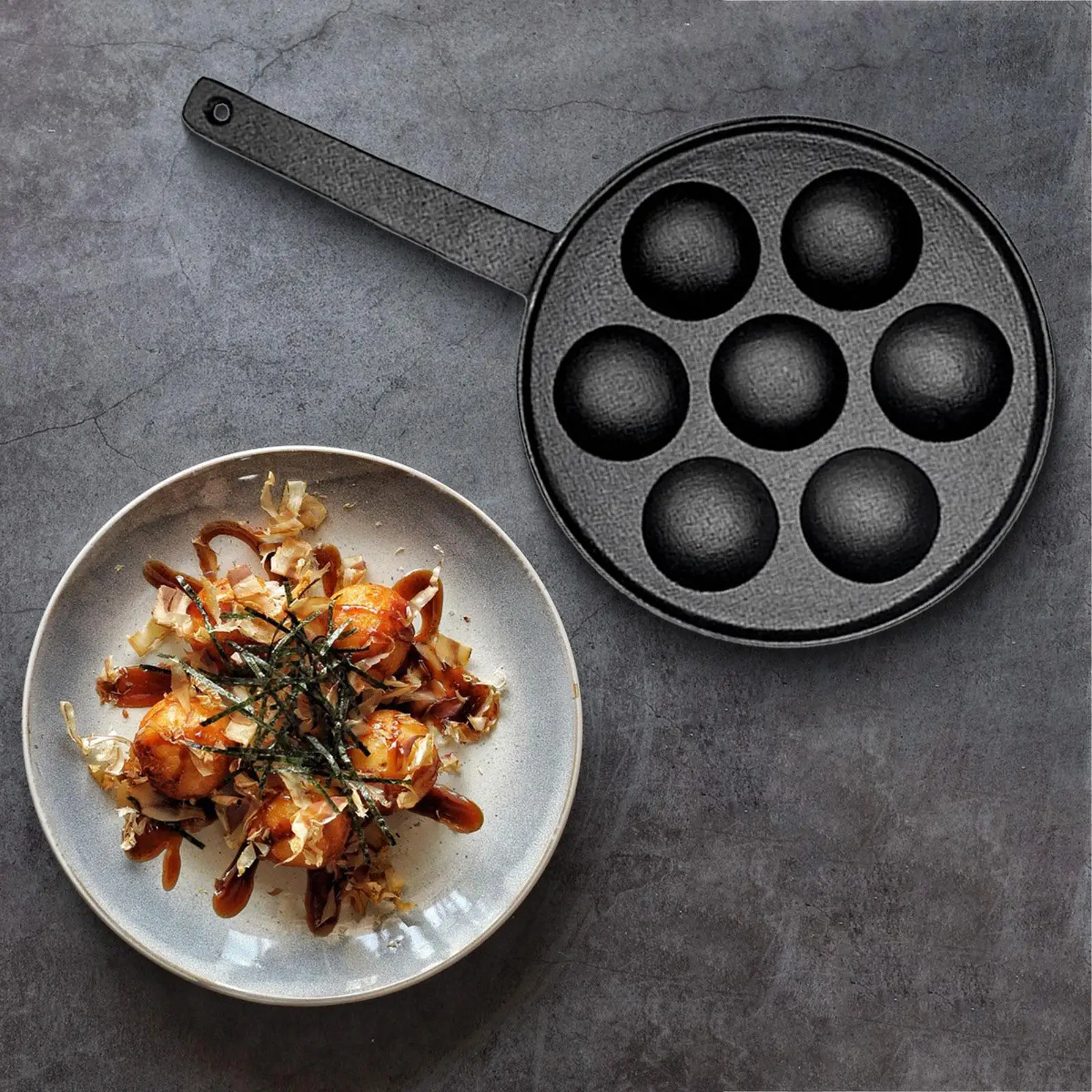 Takoyaki Maker 7 Hole Cookware Nonstick Takoyaki Meatball Grill Pan for Home