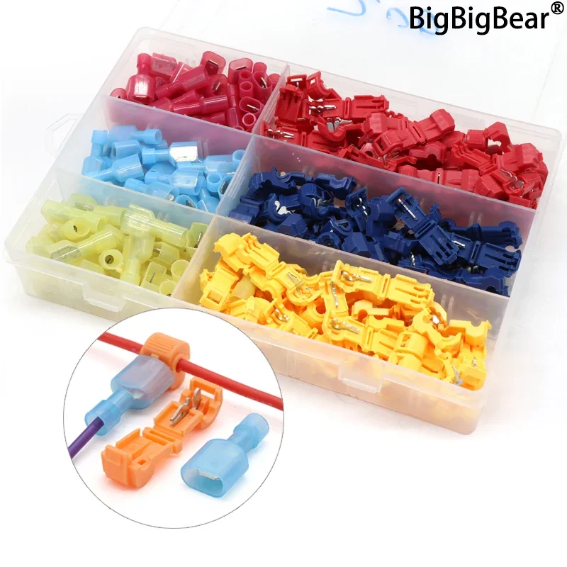 

Boxed T-type Crimp Terminal,Wire Connection Clip Quick ,Peel-Free Insulated Electrical Connector,Plug-in Wire Terminal