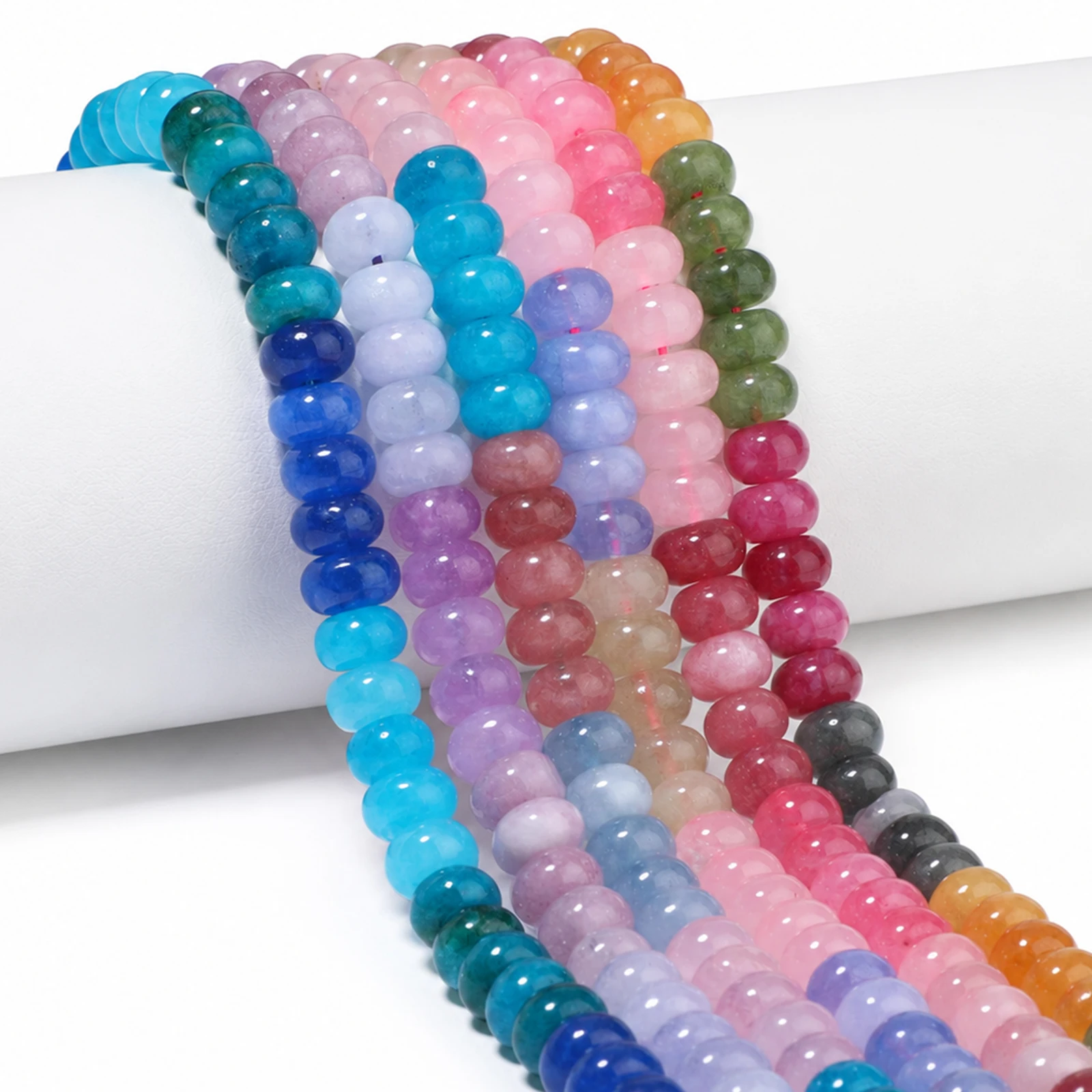 70Pcs 8x5mm Multi-color Tourmaline Rondelle Beads Loose Spacer Beads for DIY Necklace Bracelet Jewelry Making Handmade Craft