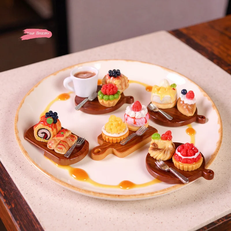 2 unids/set de pastel en miniatura, modelo de postre para casa de muñecas, decoración de cocina, accesorios para casa de muñecas, juguetes de comida para juego de imitación