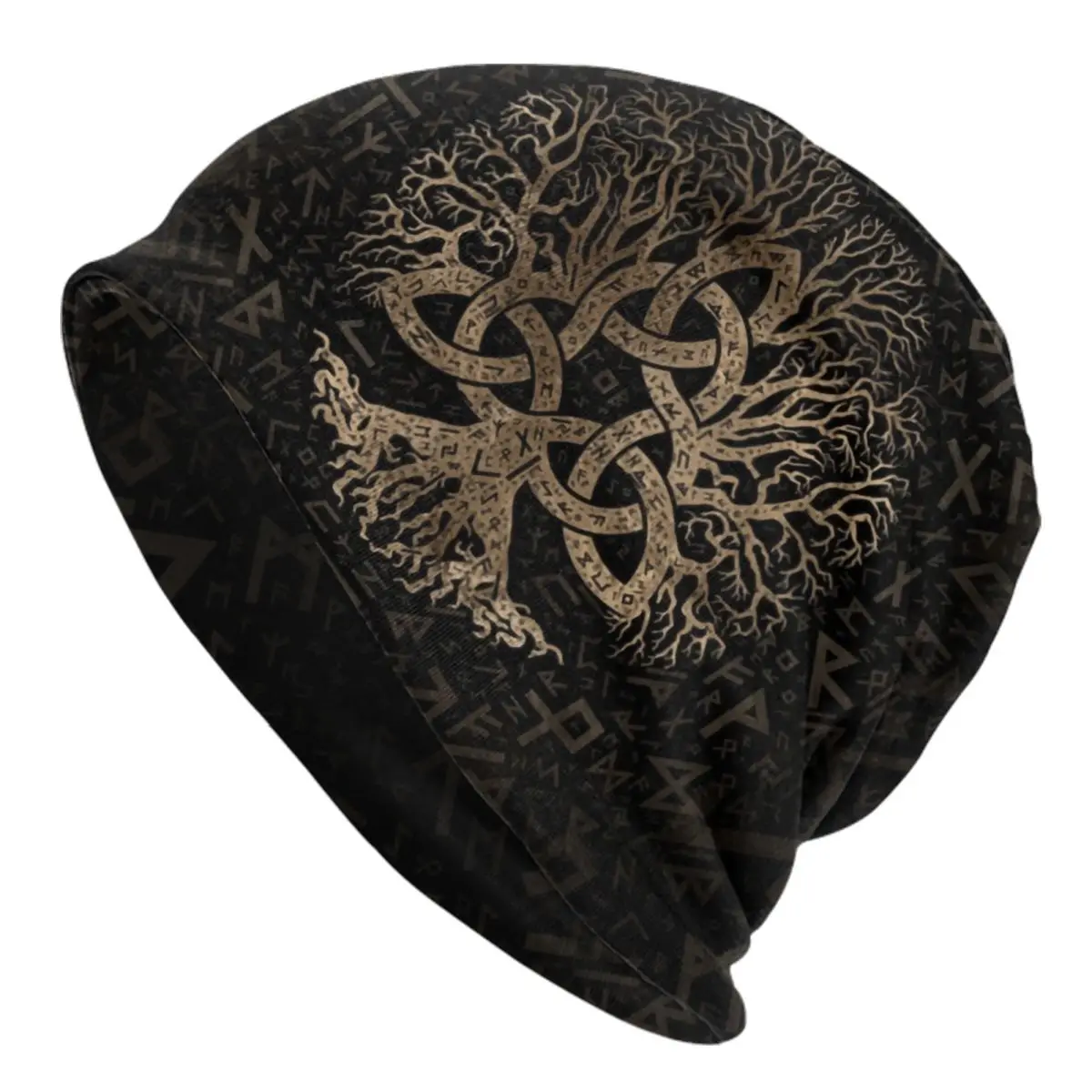 Custom Tree Of Life With Triquetra On Futhark Skullies Beanies Caps Unisex Knit Hat Street Adult Vikings Bonnet Hats Outdoor Cap