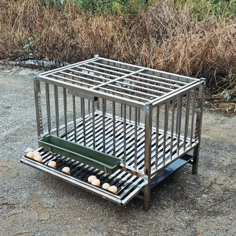 Stainless Steel Chicken Cage Outdoor Household Poultry Coop for Chickens Rabbits Ducks Breeding with Egg Drop Design