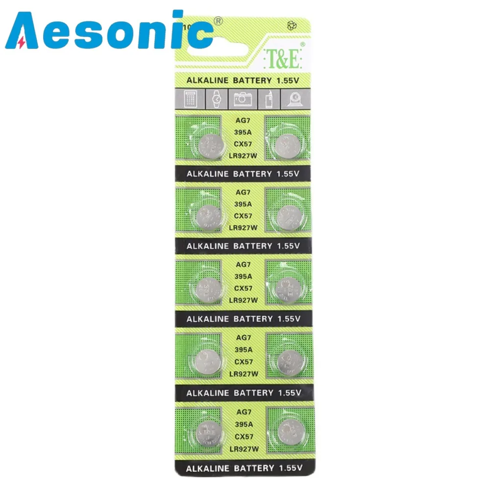 50PCS/5 Card AG7 Lithium Batteries 395 LR927 395AL926F SR927SW Button Battery Cell Battery for Watch Toys Control Calculator Toy