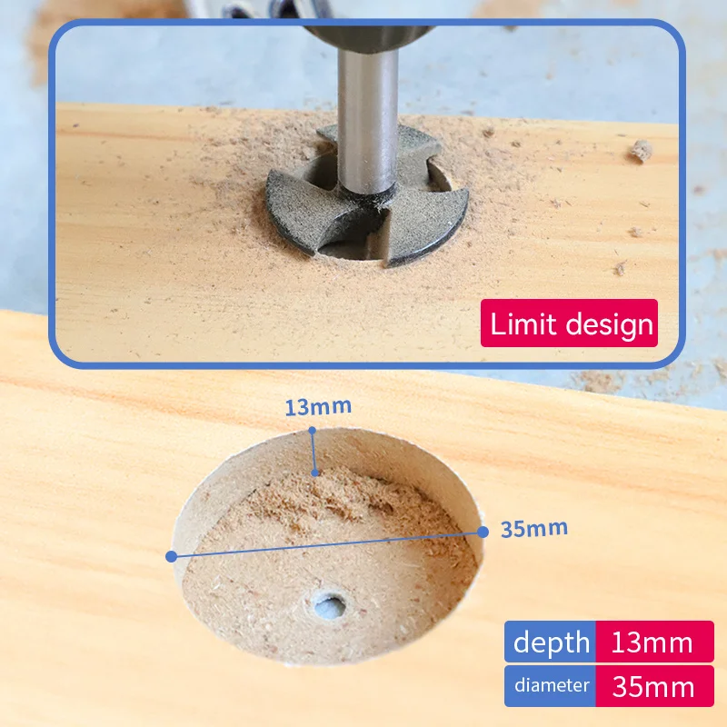 

2026 Three-blade Hinge Hole Opener 35mm Woodworking Door Cabinet Desktop Plank wood Hinge Hole Puncher Locator