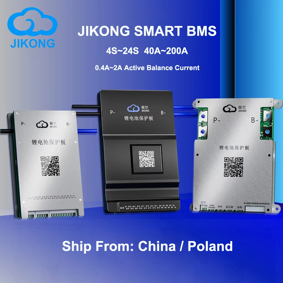 JIKONG Smart BMS Lithium Battery BMS Lifepo4 Li-ion LTO 4S-24S Active balance current 1A 2A with Bluetooth RS485 CAN HEAT JKBMS