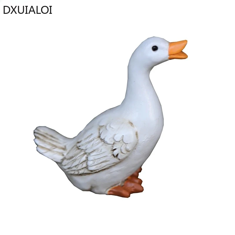 Creative Mini White Duck Animal Decoration Garden Courtyard Potted Rockery Waterscape Micro Landscape Decoration Resin Crafts