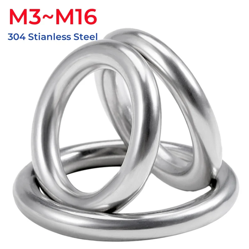 M3~m16 304 Stainless Steel Solid Circle Ring Welded O-circle For Rigging Marine Boat Hammock Yoga Hanging Rings