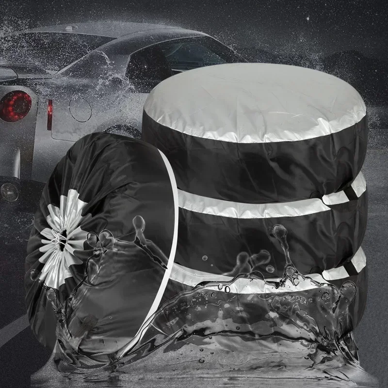1/4 قطعة أكياس تخزين الإطارات الغبار مقاوم للماء S/L المحمولة عجلة الغيار غطاء السيارة أكياس حالة عجلة حامي سيارة بولي #4