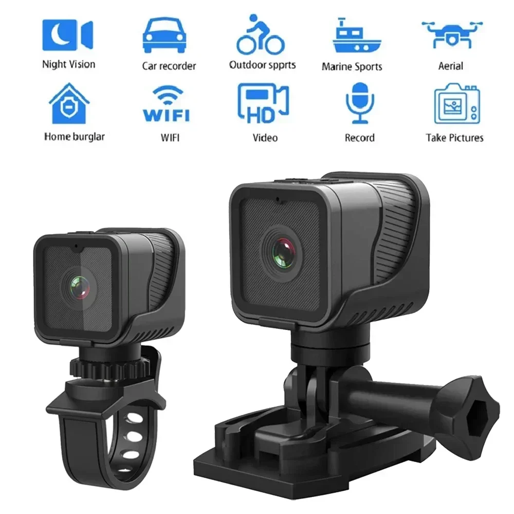 Grabadora de conducción de bicicleta para motocicleta, instrumento de aplicación de la Ley DV de movimiento, Mini videocámaras impermeables, cámara deportiva 1080P HD WiFi