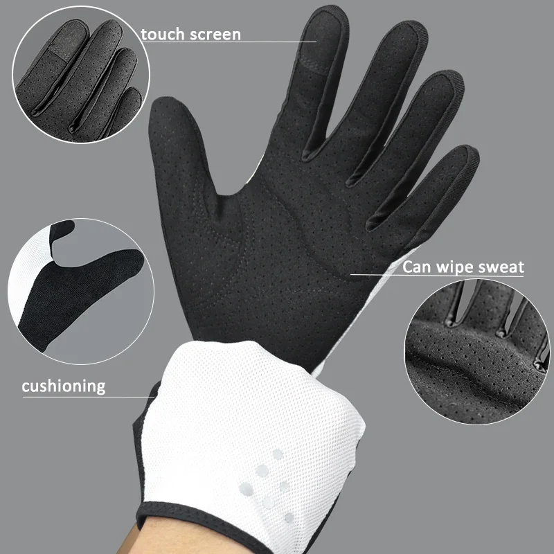 Breathable Full Finger Cycling Gloves for Men Women - Anti-shock Sweat-proof Bike Gloves