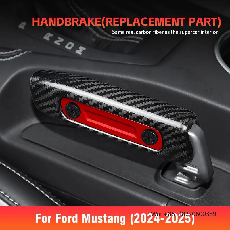 ShaSha Dry Real Carbon Fiber Car Handbrake-Replacement Part for Ford Mustang S650 GT 2024 Interior Accessories