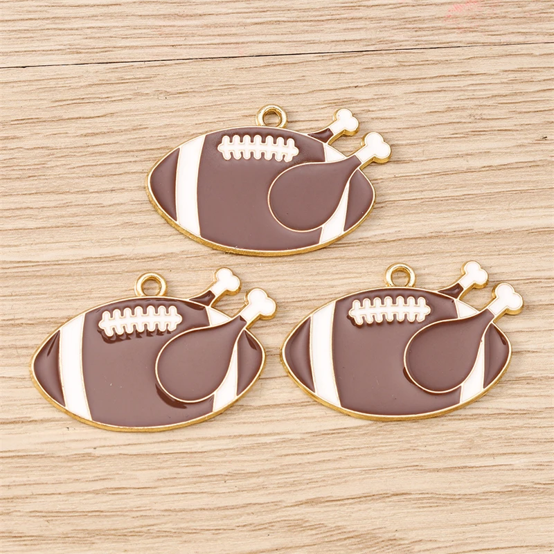 10 Stück niedliche, gemischte Emaille-Anhänger in Form von Sportartikeln, Rugby-Mützen und Fußballschuhen zum Basteln von Schmuck, Ohrringen, Halsketten und für DIY-Bastelprojekte. – Detail 23