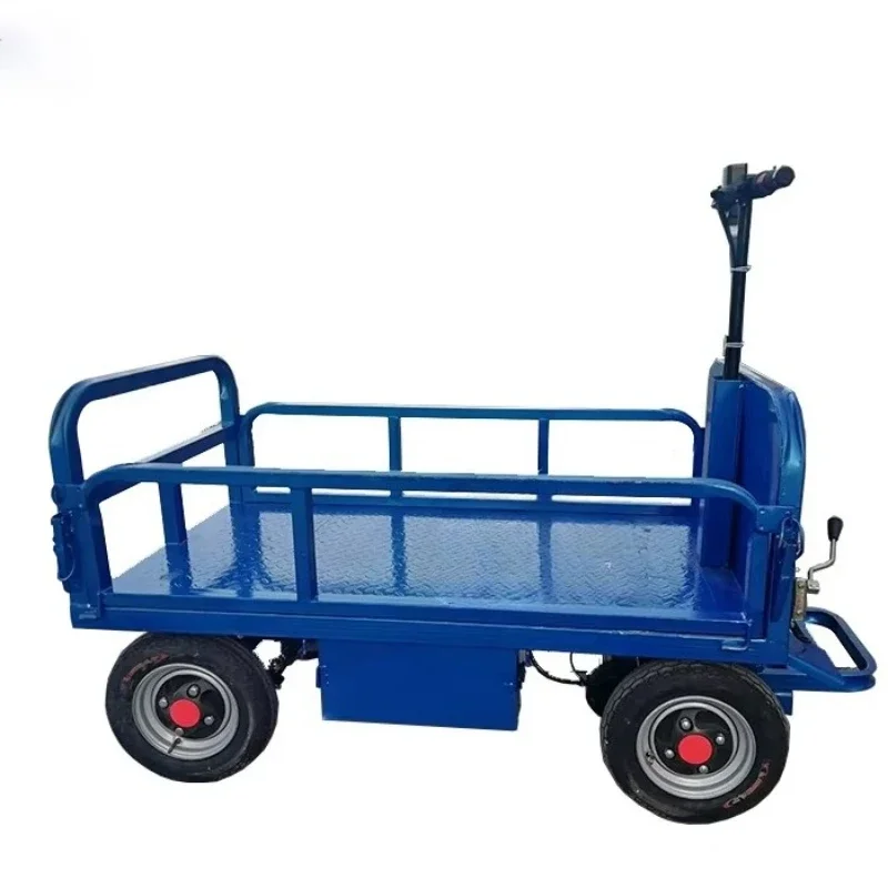 

Heavy duty four-wheel industrial cargo carrying electric trolley