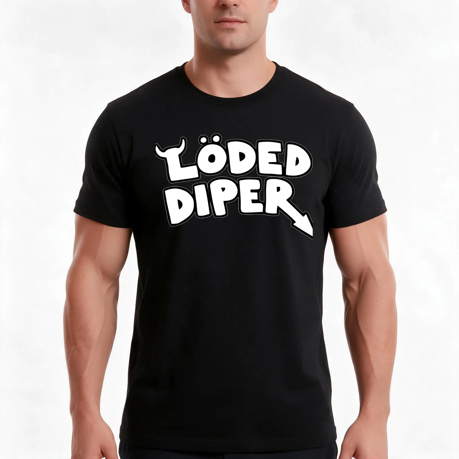 Loded Diper T-Shirt, Summer Casual Cotton Tee, Oversized Streetwear Tops, Vintage Graphic Print, Loose Fit Short Sleeve