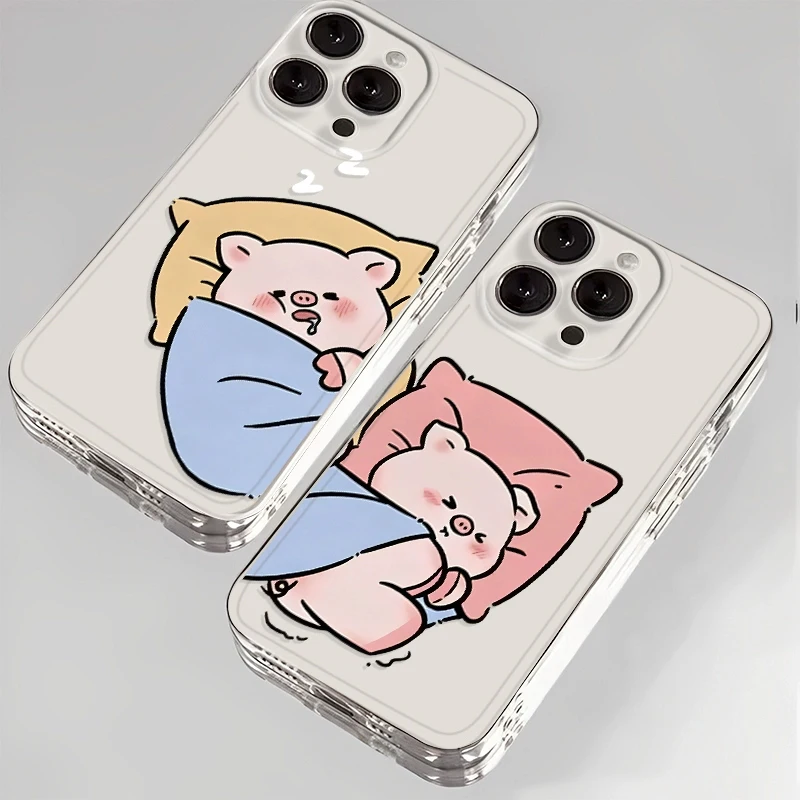 

Cute Cartoon Pink Pig Couple Phone Case For Samsung Galaxy S23 S24 S22 S25 Ultra Plus Cover For Galaxy S25+ S24+ S23+ S22+ Shell