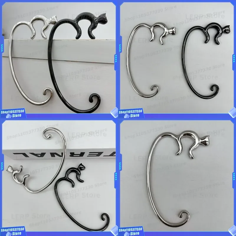 Italian Light Luxury Stainless Steel Cat Desktop Hook Metal Bag Hanger For Home Office Decor Creative Animal Shape Coat Rack