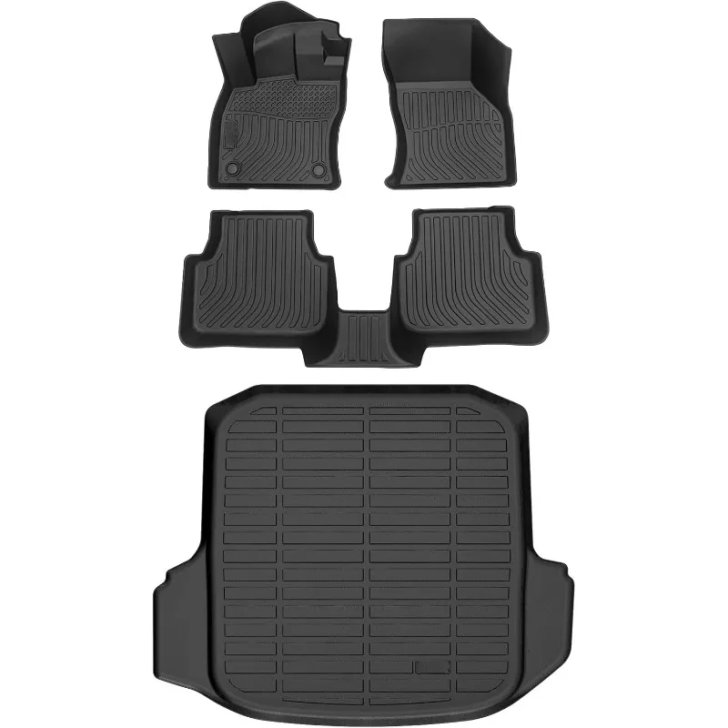 

TPE All Weather Protection Anti-Slip Automotive Floor Liner Full Set Automobile mats Accessories, Black