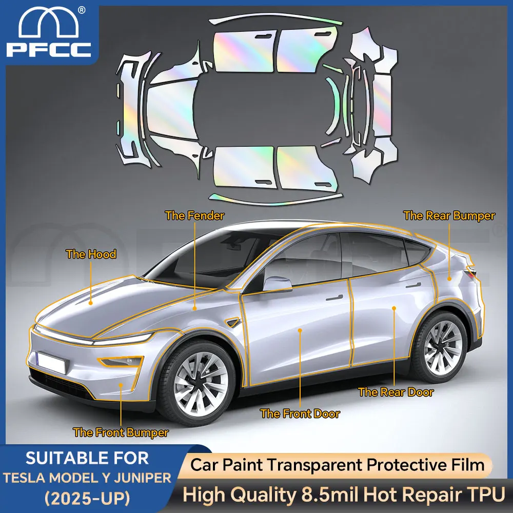 

PreCut TPU Film For Tesla Model Y Juniper 2024 2025 Paint Protection Film 8.5mil Car Clear PPF Kit Sticker Auto Decal Accessorie