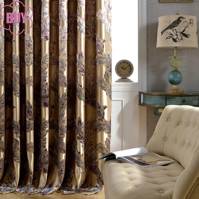 

Chinese High-precision Dark Gold Jacquard Blackout Curtains for Living Room Bedroom French Window Villa Customized Products