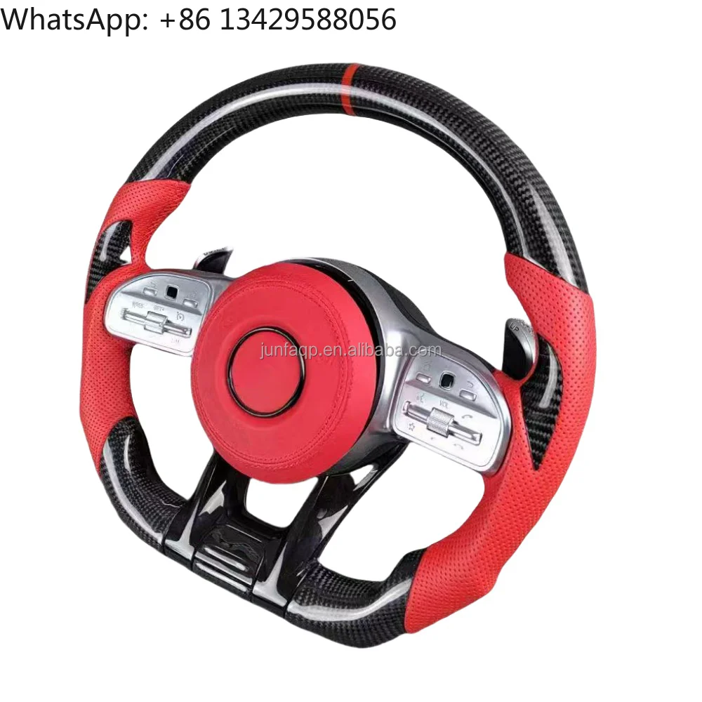

For Accessories Amg C E S G-Class W204 W205 W222 G500 G55 G63 S500S320 Red Leather Carbon Fiber Car Steering Wheel