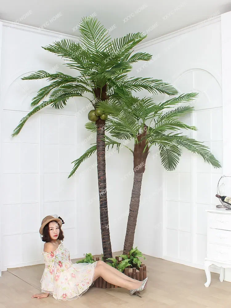 Large Imitation Coconut Tree Fake Trees Imitative Tree Indoor and Outdoor Decorative Plant Hotel Floor Palm Tree Real-Proof