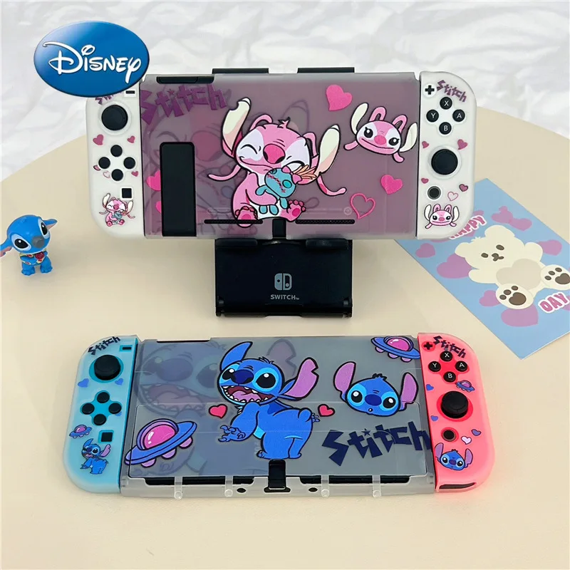 Disney Stitch Hard Case Charging Dock Station Cover Protective Shell for Nintendo Switch Oled NS Console Crystal Protector Skin