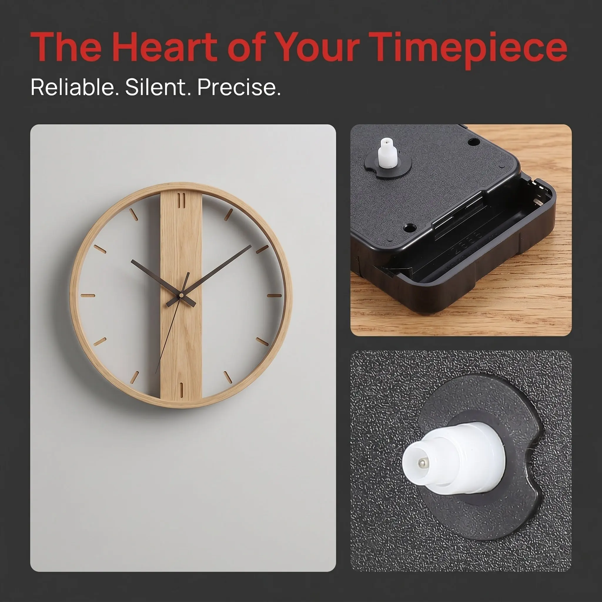 DIY Quartz Clock Movement Replacement Silent Sweep Plastic Mechanism Wall Clock Repair Kit Battery Operated Motor