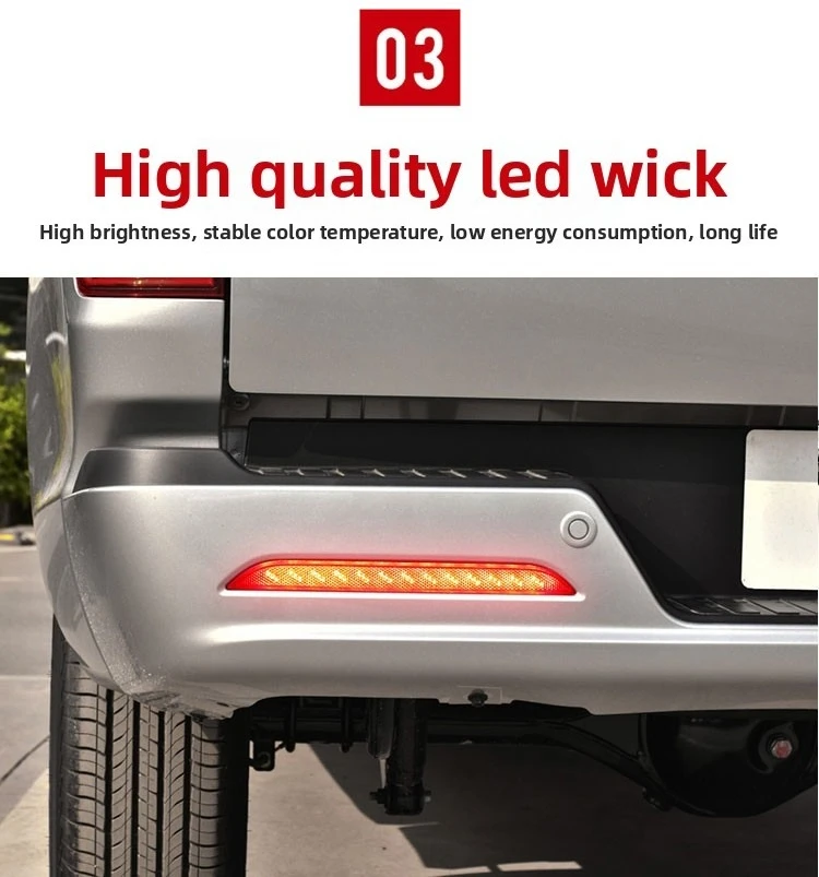 Car Led Rear Bumper Reflector Light DRL Dynamic Turn Signal Driving Brake Lights Warning Lamp For GWM Poer 2022 2023 2024 detail image 7