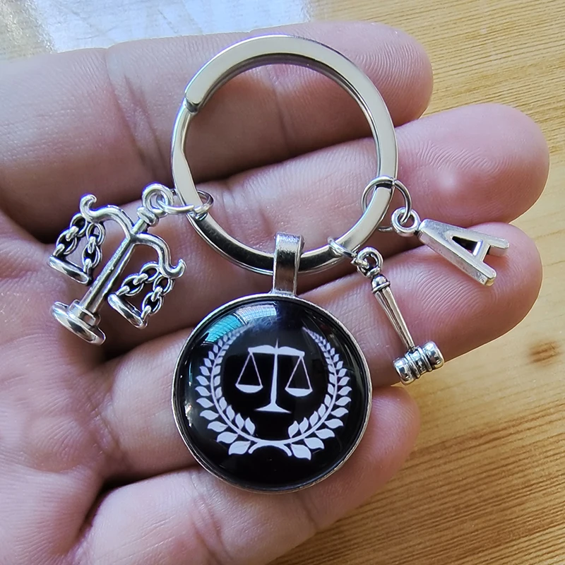 Diy Lawyer Keychain Justice Scale 26 Letter Keychain Judge Justice Hammer Keychain Law Student Gift Law Justice Logo Keychain