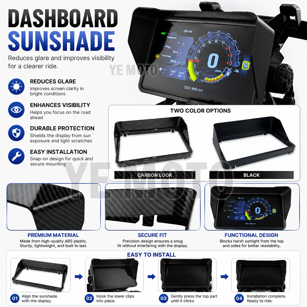 For ZONTES ZT 368G 368-G 368 G G368 2024-2026 Motorcycle Dashboard Sun Visor Cover Instrument Screen Sunshade Guard Protection