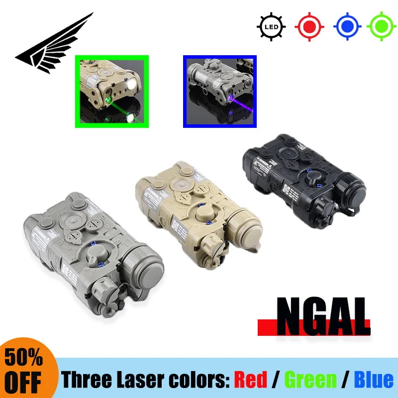 

WADSN Tactical New Metal NGAL Laser Red Green Blue White Strobe LED Scout Light Airsoft Flashlight Hunting Weapon Fit 20mm Rail