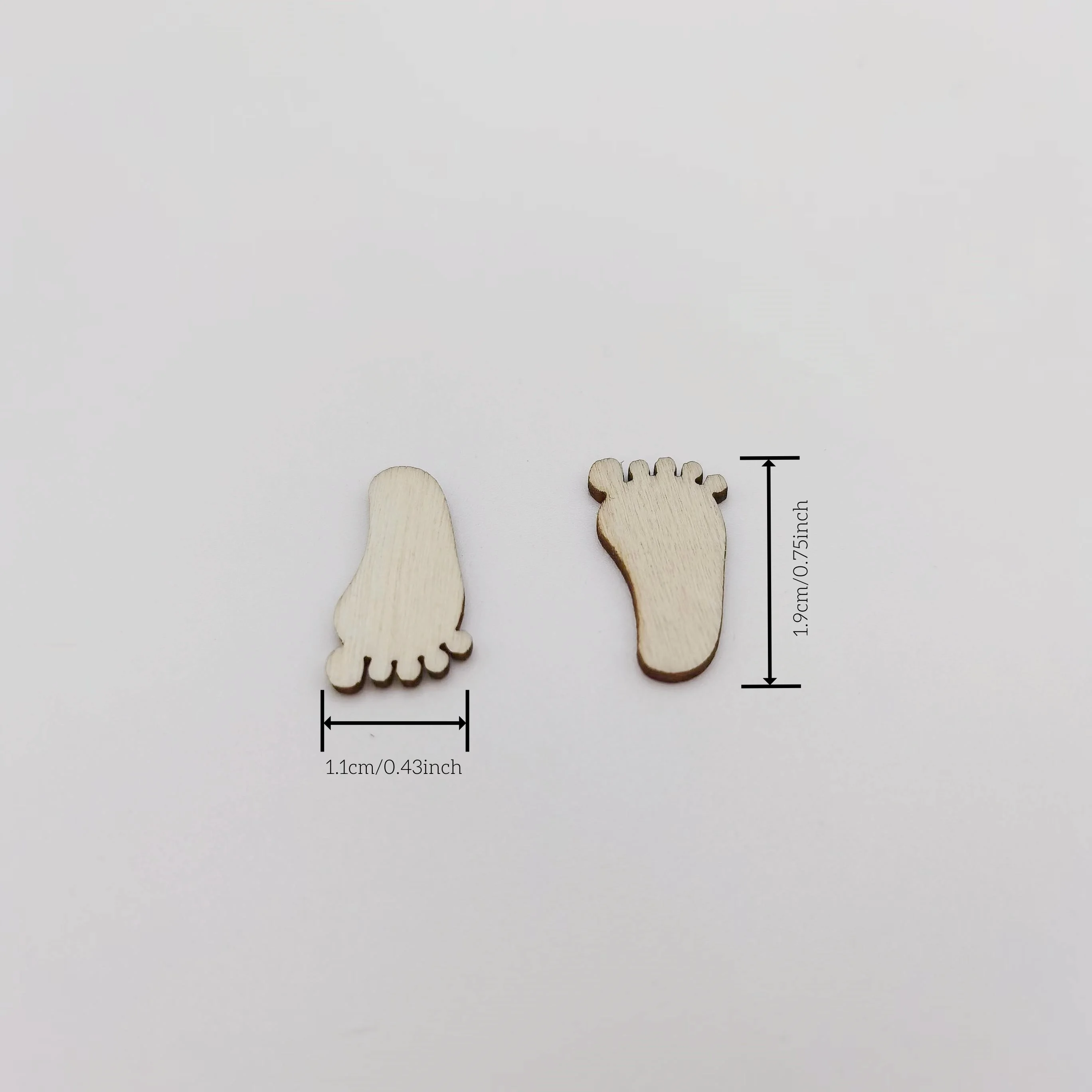 50pcs 19x11mm Wooden Baby Foot Feet Embellishments Wood Cutouts DIY Crafts For Cardmaking Invitations Decorations Scrapbooking