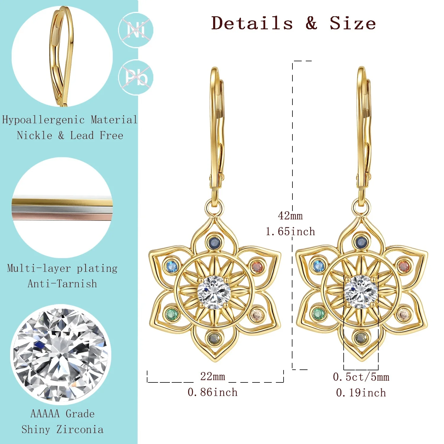 

LAMVOICE valentine’s Day gift for high quality jewelry, 1 carat zirconia hypoallergenic earrings, designer item high quality