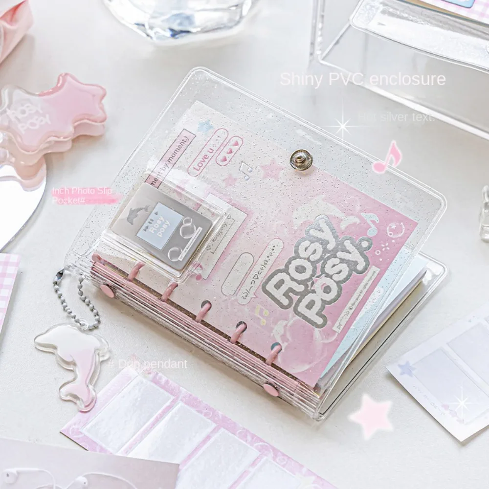 Retro Style Mini Transparent Notepad Stationery Card Display Loose-leaf Notebook Set Hand Book Creative Mini Loopbook School