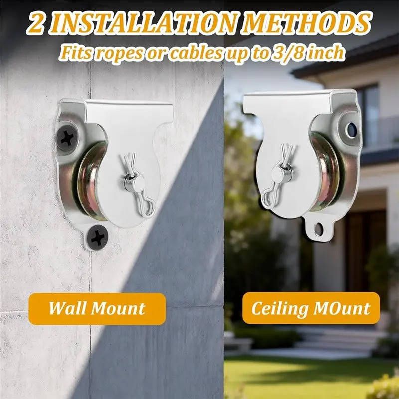 AB34-Wall Ceiling Mount Single Pulley 38MM Fixed Wheel Block, Wheel Groove,Wall Mount Pulley 12PCS