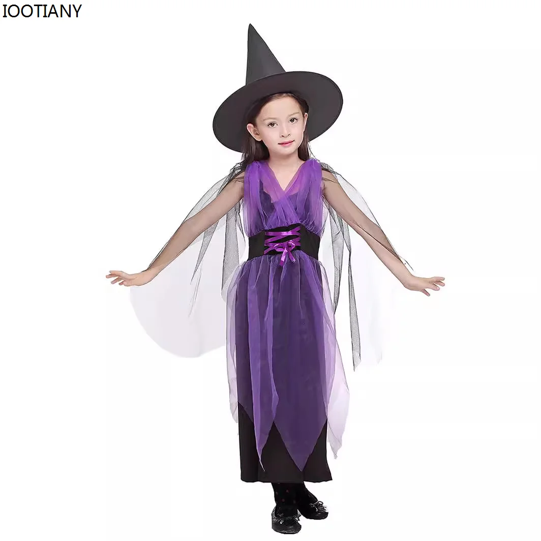 Halloween children's Witch Cosplay Dress Girl Wizard Role-play Stage che mostra vestiti festa di carnevale Stage Performance Dress Up