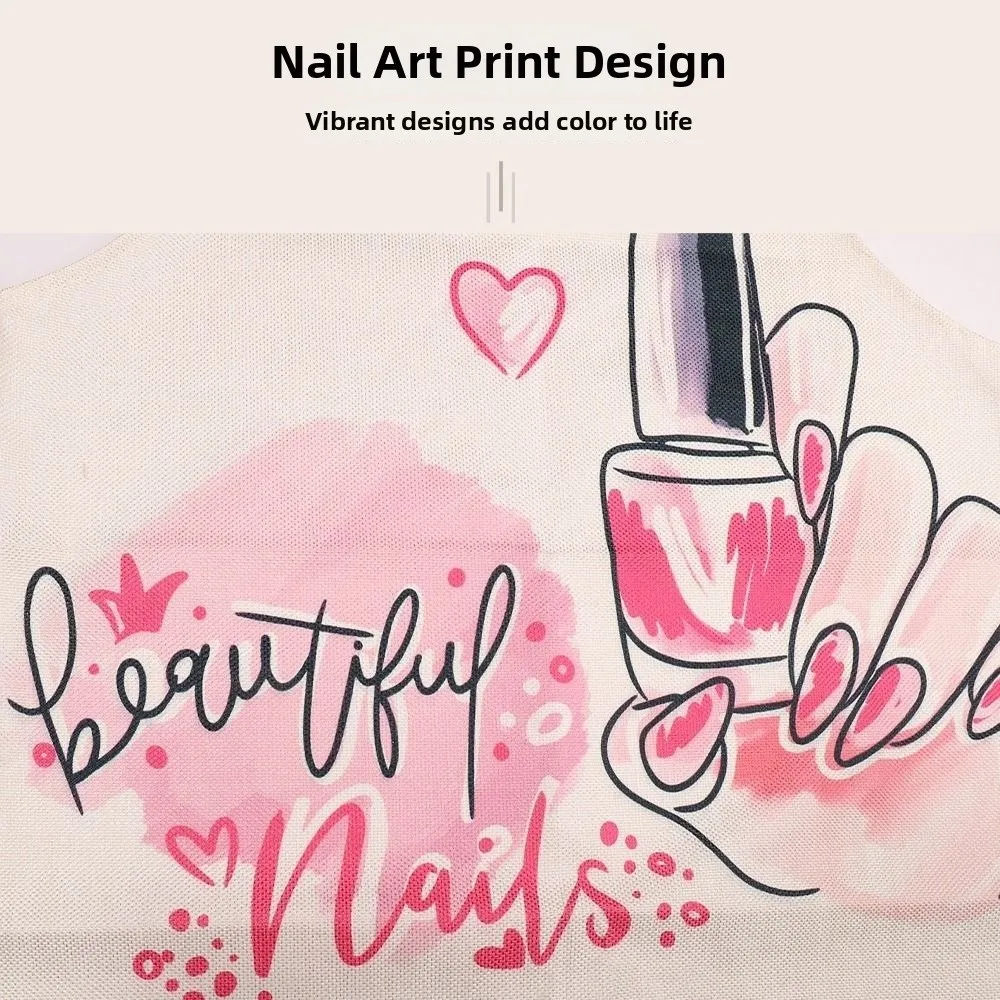

Nail Polish Lipstick Patterns Nail Artist Aprons Flax Gifts Pinafore Anti-fouling Kitchen Women Apron For Nail Lovers