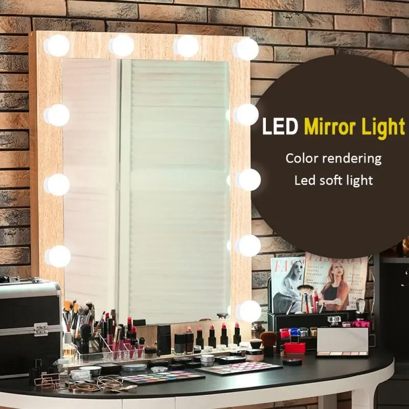 

LED Mirror Light Bulb Makeup Vanity Light Bulbs USB Rechargeable Wireless Touch Switch Stepless Dimming makeup light